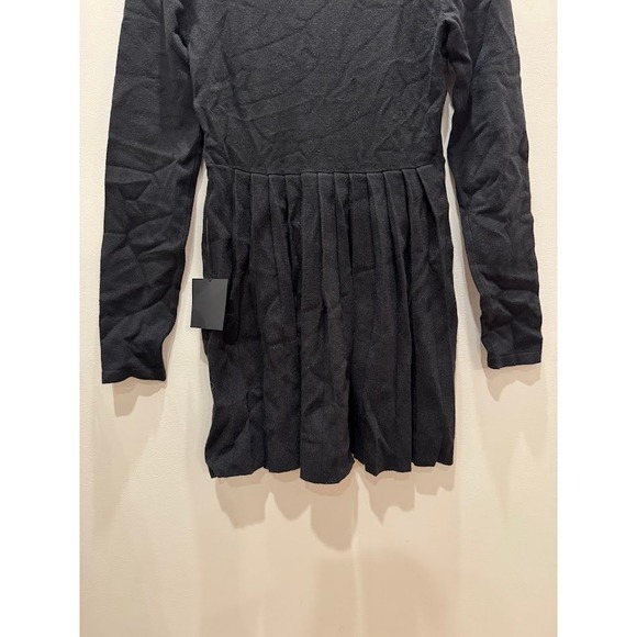 Lulus Black Ribbed Knit Button Front Pleated Skirt‎ Dress Size M - Picture 9 of 15